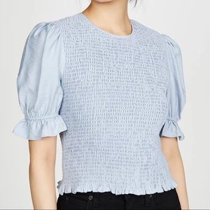 Free The Roses smocked puff sleeve top